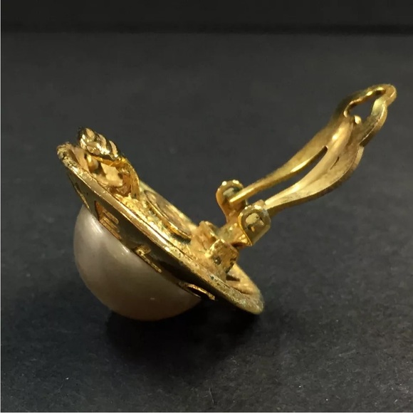 CHANEL Logo Faux Pearl & Gold Tone Earrings - Picture 6 of 8